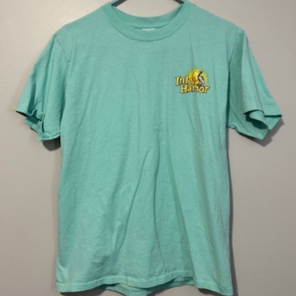 USED Woman's Anvil Short Sleeve T Shirt Inlet Harbor Color Teal Size Medium